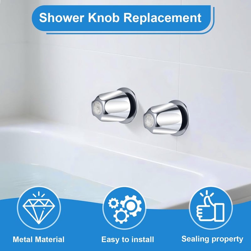 Coolfell Bathtub Shower Trim kit, Metal Shower Knob 2 Piece Replacement, Compatible with Price Pfister Valve, Shower Faucet Handle, Hot/Cold Shower Knobs Repair kit with Shower Stems, Seats, Flanges (Chrome) - Image 5